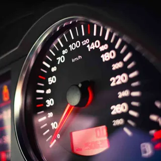 Photo of a speedometer